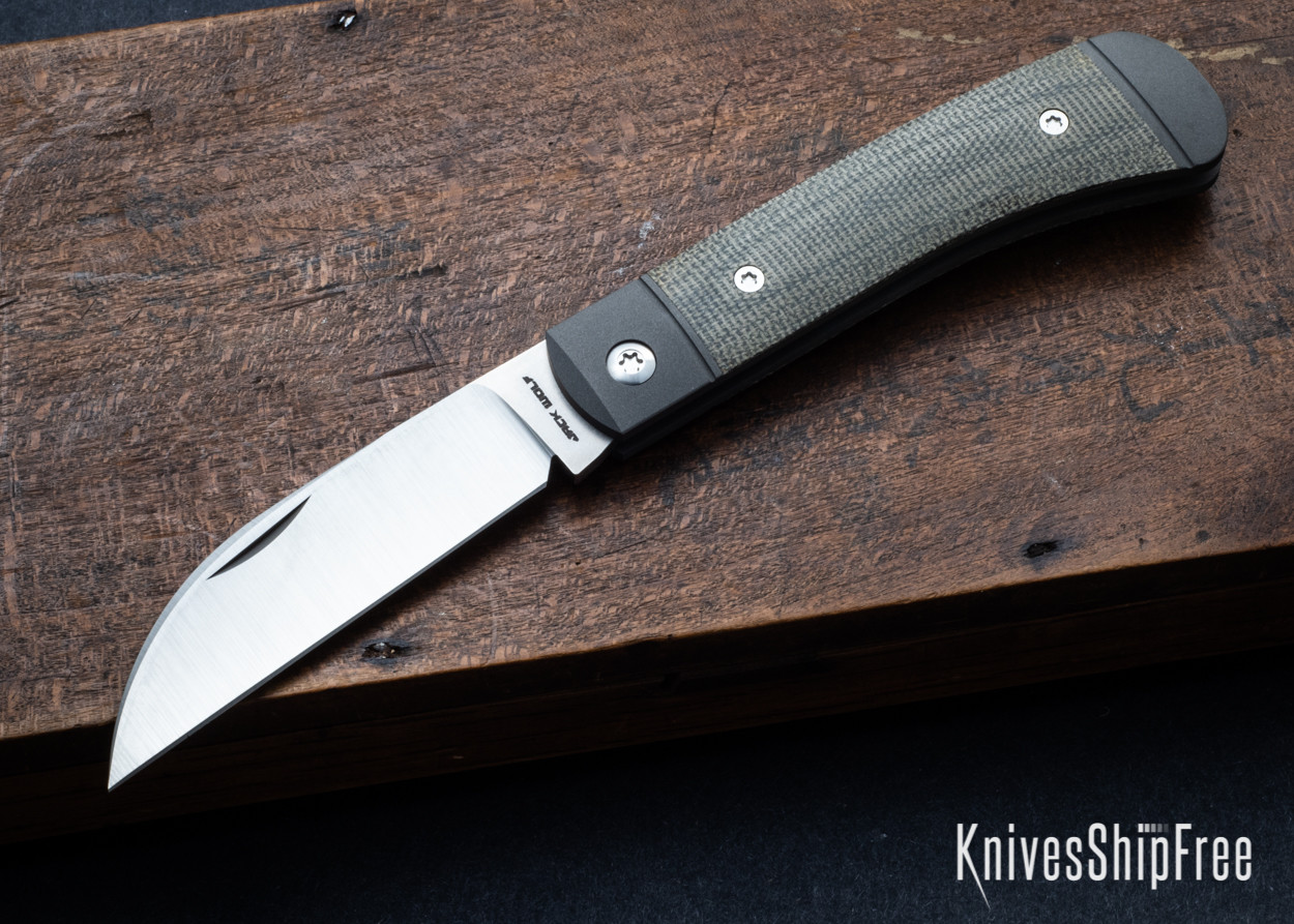 Jack Wolf Knives: Venom Jack - Green Canvas Micarta - Titanium - M390