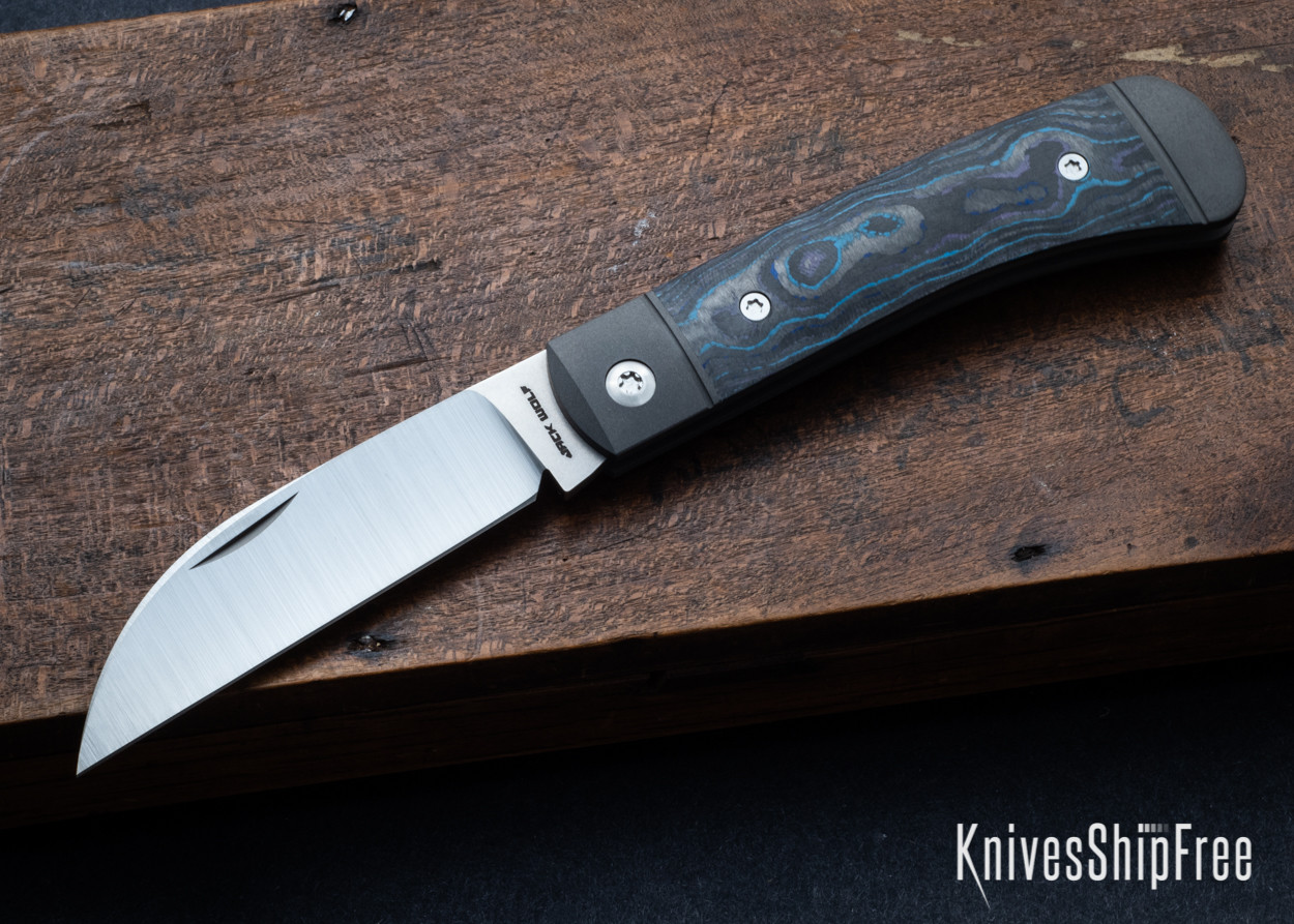 Jack Wolf Knives: Venom Jack - CamoCarbon Timascus - Titanium - M390