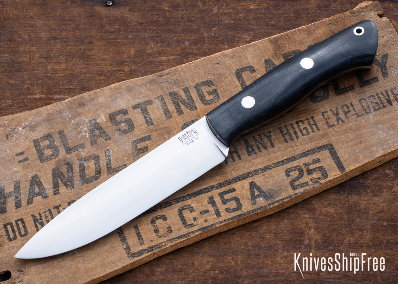 Bark River Knives: Aurora II - CPM 3V - Black Canvas Micarta