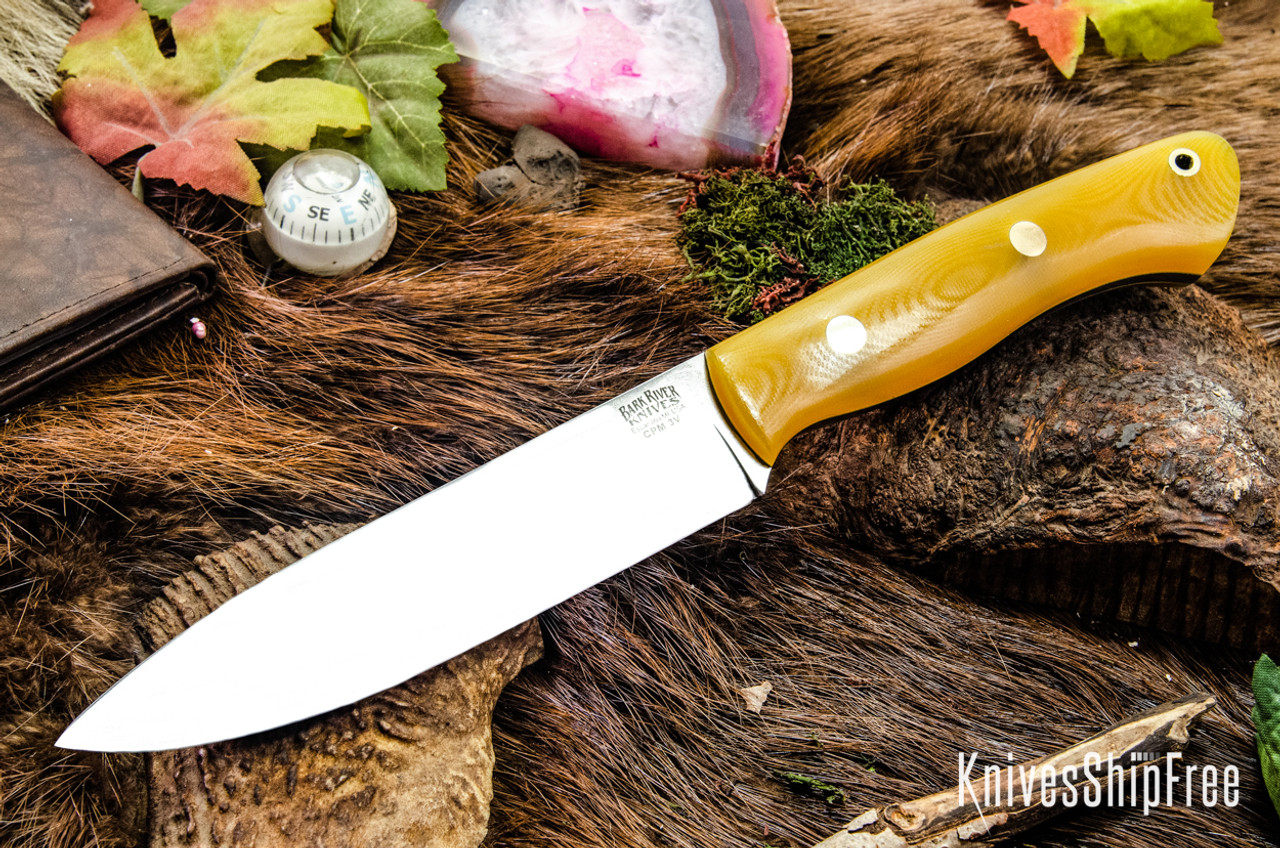 Bark River Knives: Aurora II - CPM 3V - Lager G-10 - Yellow Liners