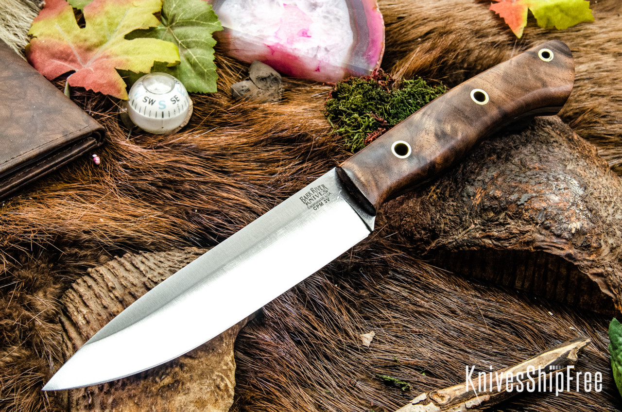 Bark River Knives: Aurora II - CPM 3V - Walnut Burl - Black Liners