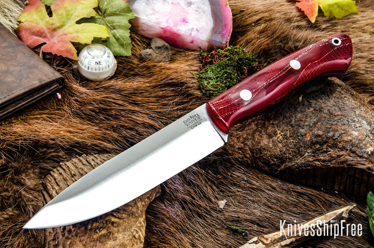 Bark River Knives: Aurora II - CPM 3V - Red Cyclone Mesh - Red Liners