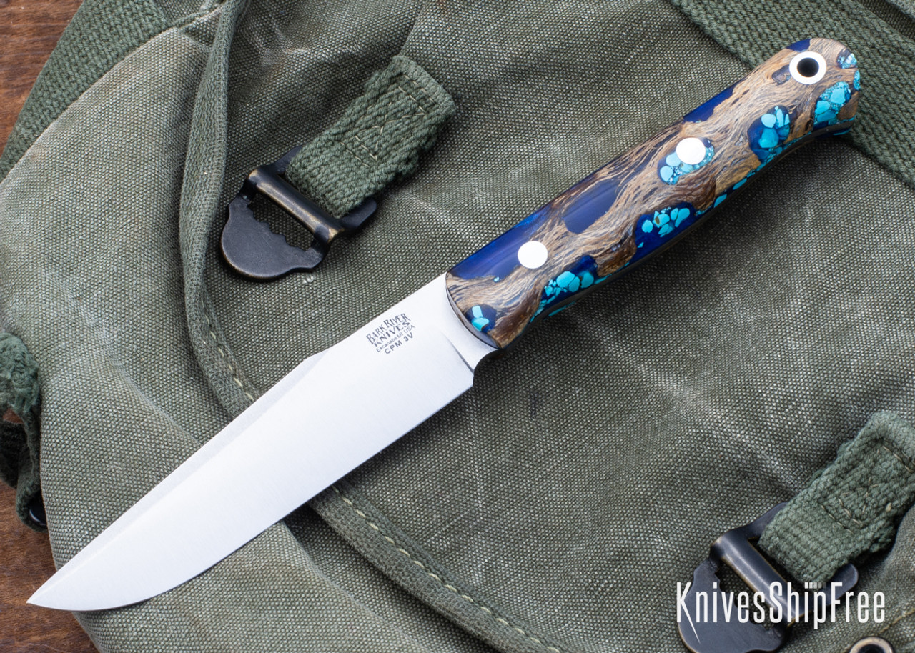 Bark River Knives: Ultralite Field Knife - CPM 3V - Blue Cholla 