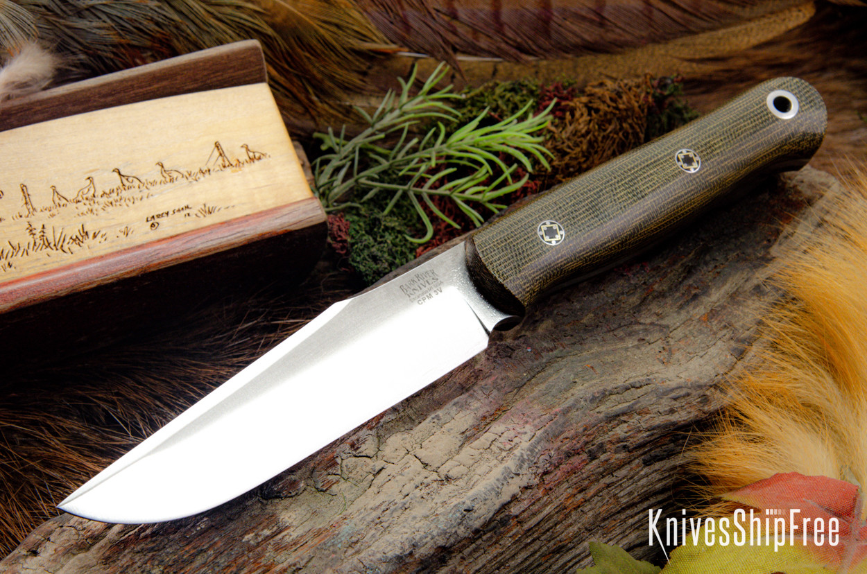 Bark River Knives: Ultralite Field Knife - CPM 3V - Green Canvas