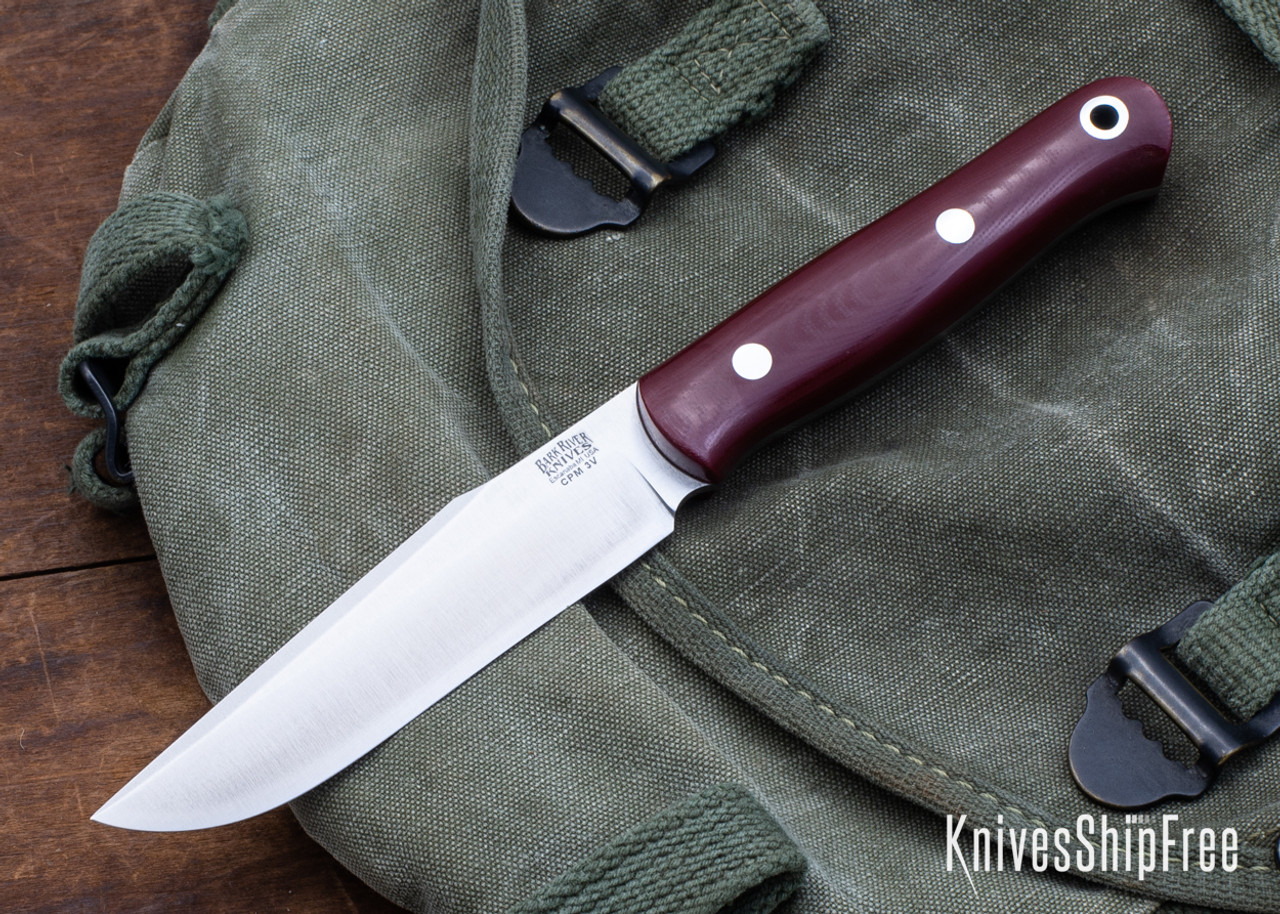 absorberende Installere der ovre Bark River Knives: Ultralite Field Knife - CPM 3V - Red G-10