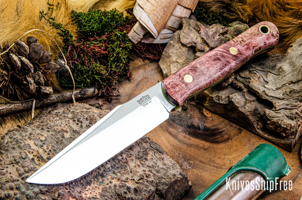 Bark River Knives: Ultralite Field Knife - CPM 3V - Mauve Maple