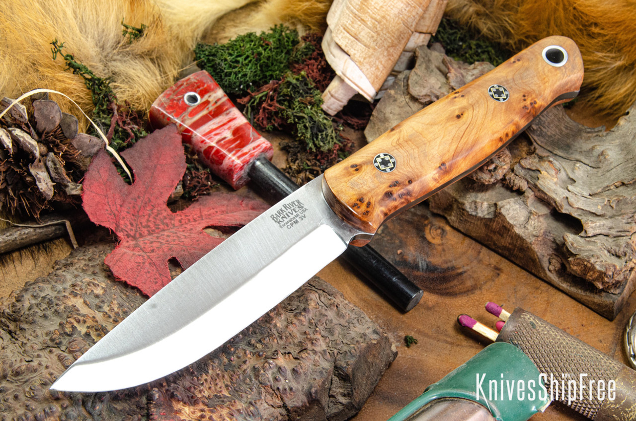 Bark River Knives: Bushcrafter II - Thuya Burl - Mosaic Pins #2