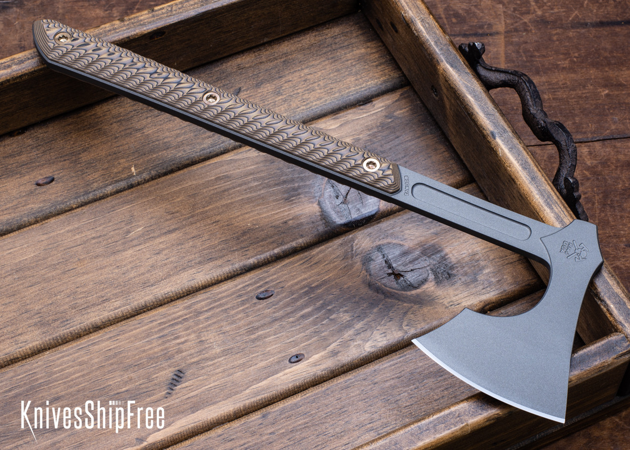 ゲンミミ RR RMJ Tactical: Raven - Textured Hyena Brown G-10 - 80CrV2