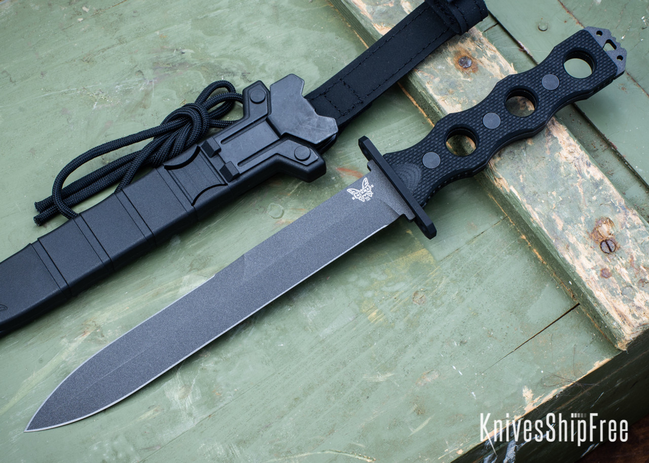 Benchmade Knives: 185BK SOCP Fixed Blade - Textured Black G-10