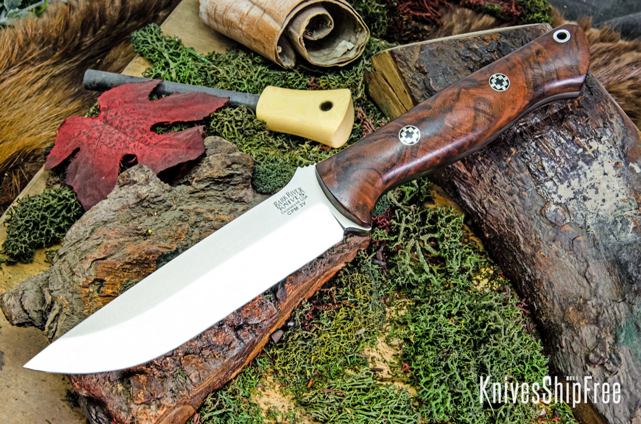 Bark River Knives: Bravo 1.25 LT - CPM 3V - Walnut Burl - Mosaic Pins