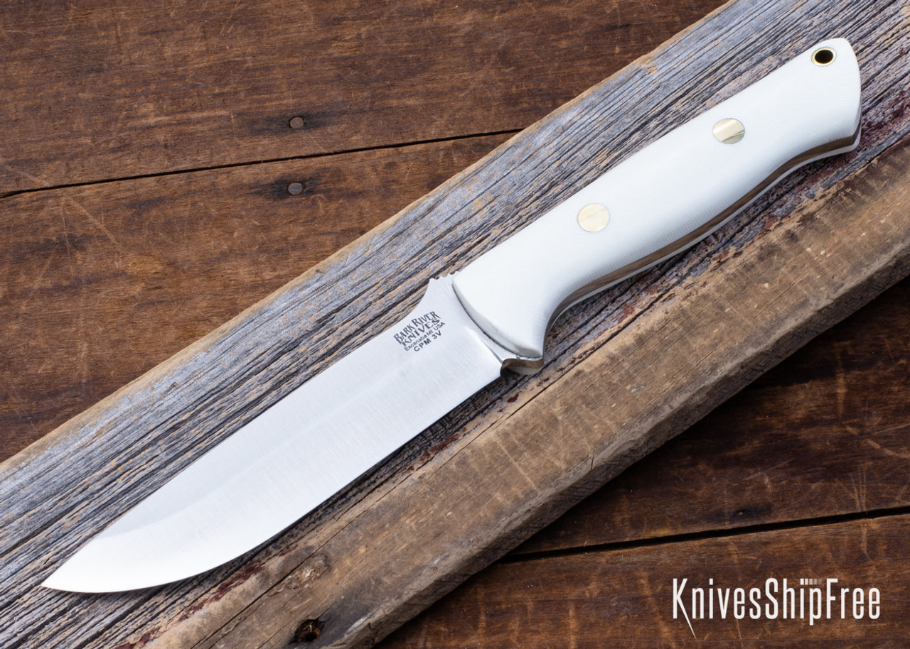 Bark River Knives: Bravo 1.25 LT - CPM 3V - White G-10 - Brass Pins