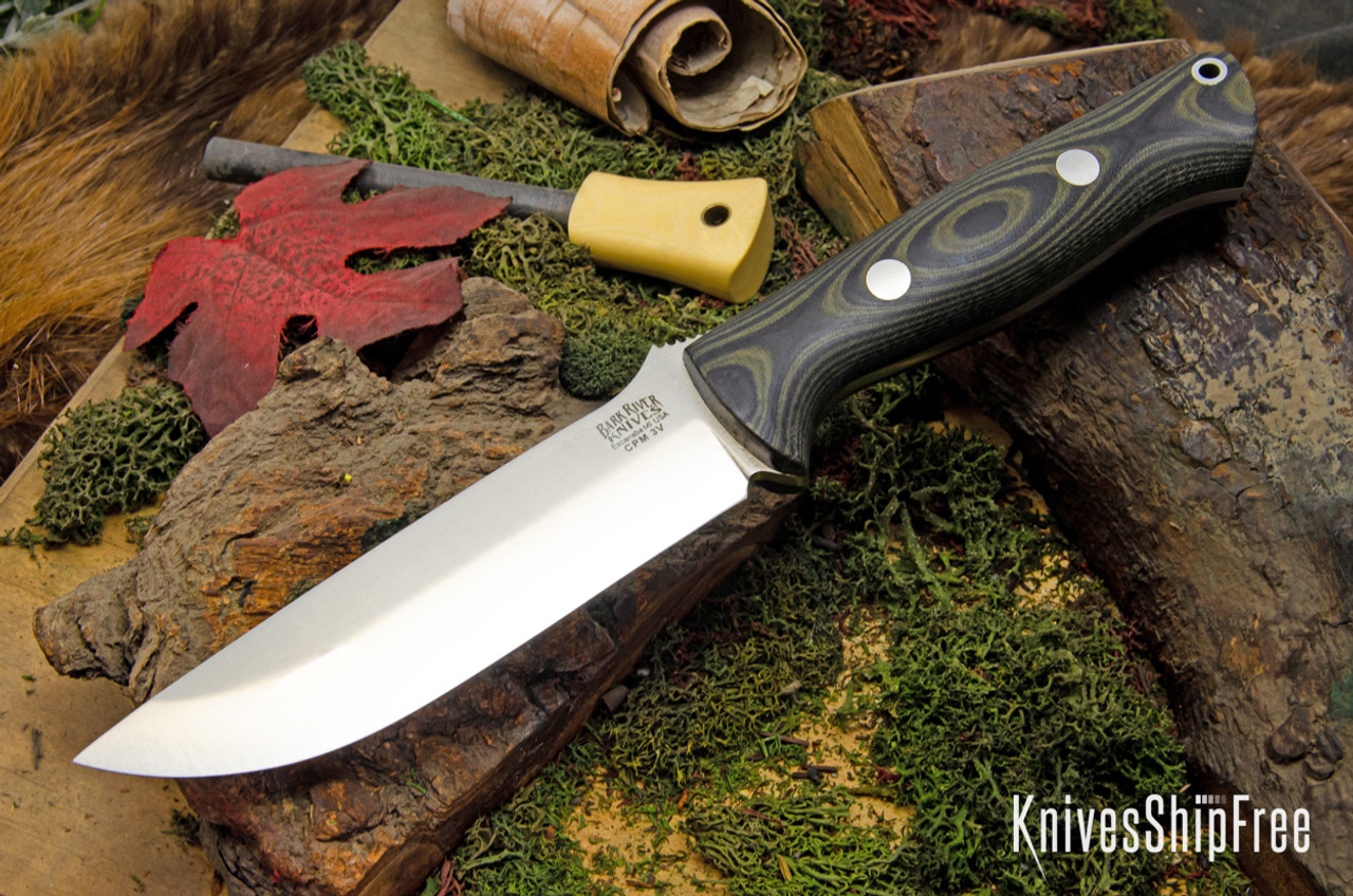 Bark River Knives: Bravo 1.25 LT - CPM 3V - Black & Green Linen