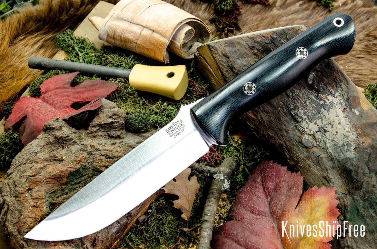 Bark River Knives: Bravo 1.25 LT - CPM 3V - Black Canvas Micarta