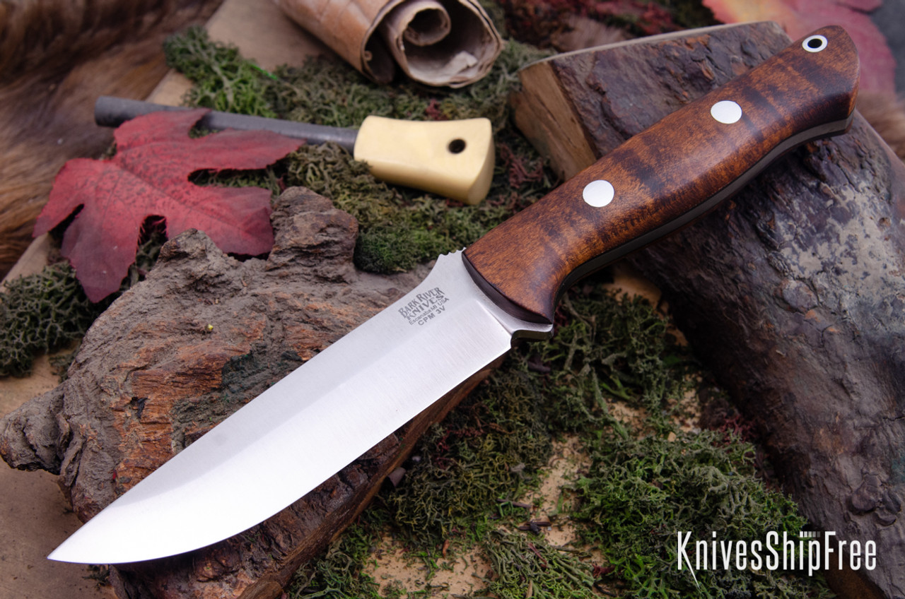 Bark River Knives: Bravo 1.25 LT - CPM 3V - Dark Curly Maple