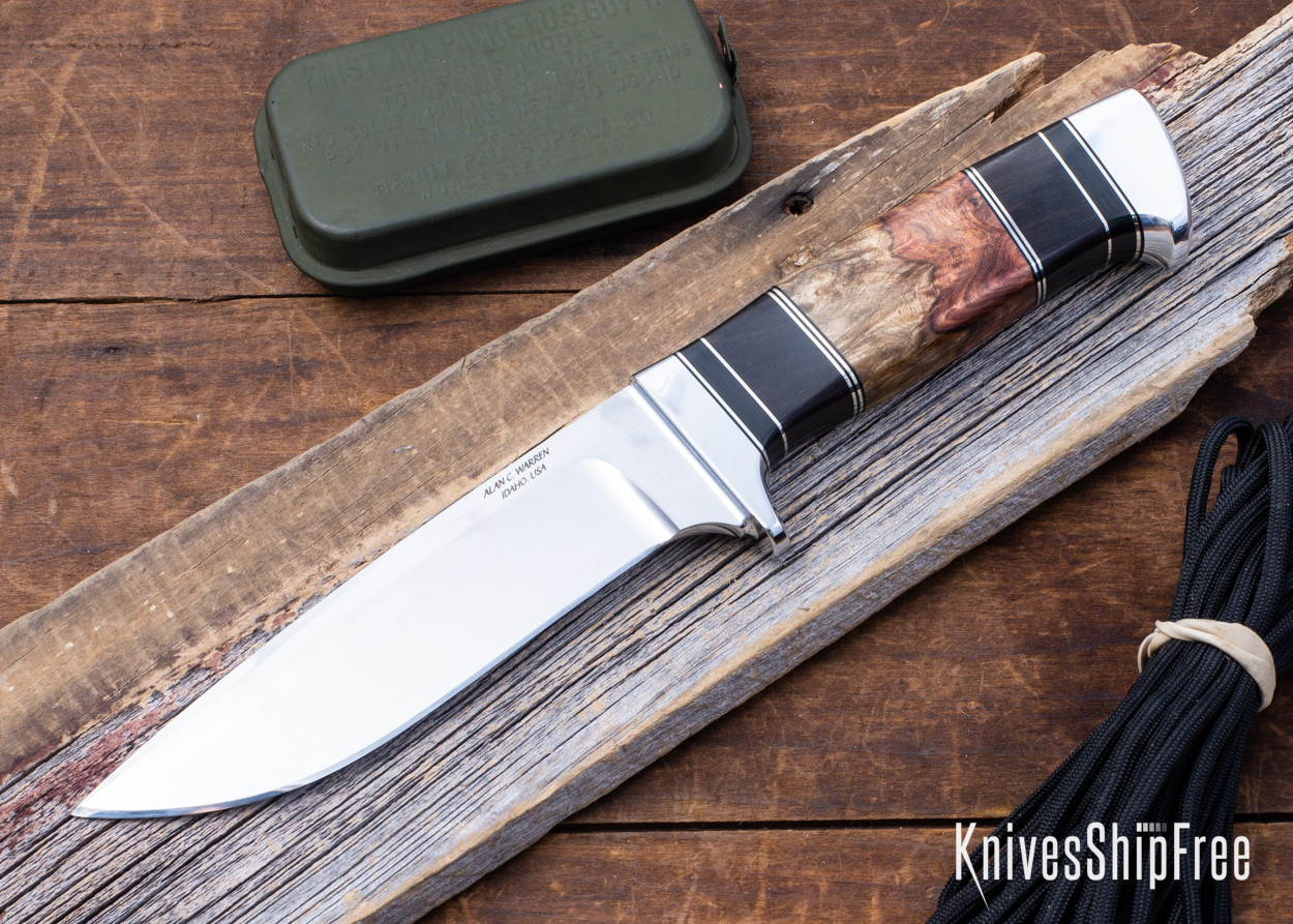 Alan Warren Custom Knives: #2515 Camp Knife - Amboyna Burl w
