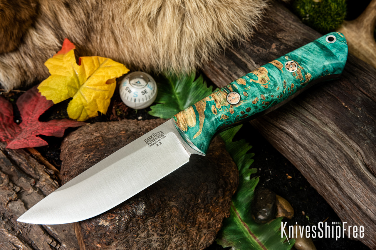 Bark River Knives: Bravo 1 - Rampless - Teal Maple Burl - Mosaic