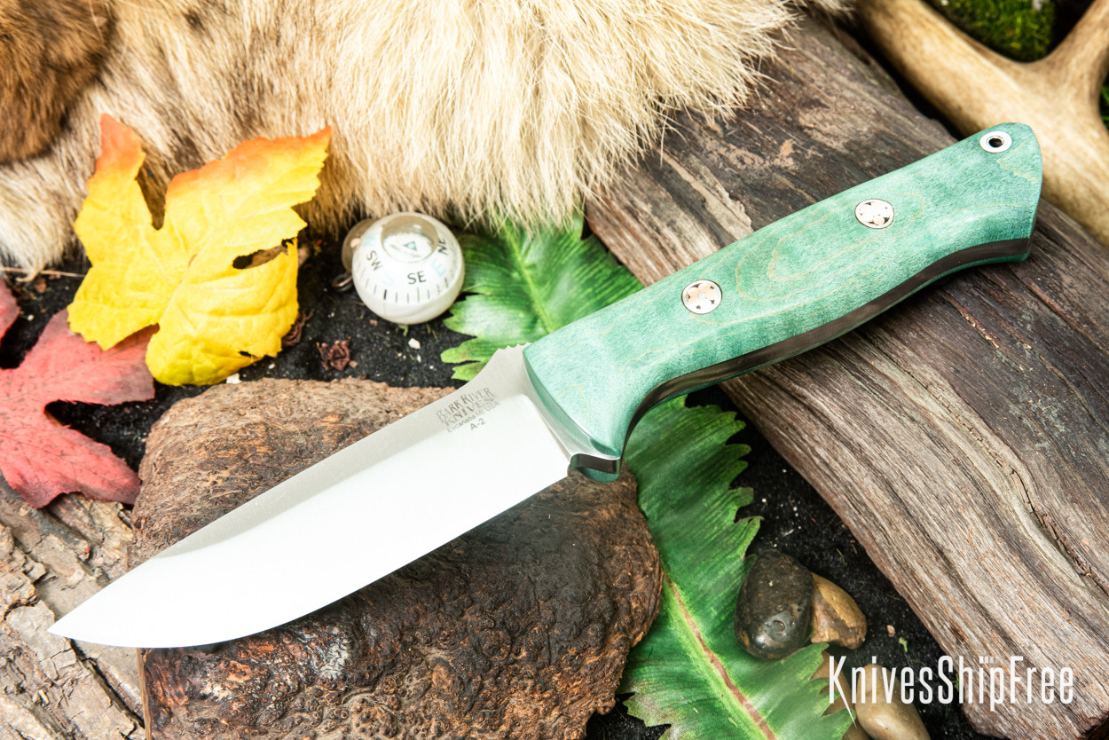 Bark River Knives: Bravo 1 - Teal Tigertail Maple Burl - Mosaic 