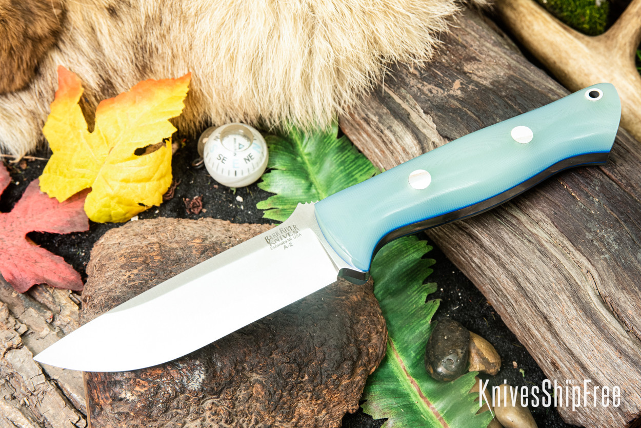 Bark River Knives: Bravo 1 - Ghost Green Jade G-10 - Blue Liners