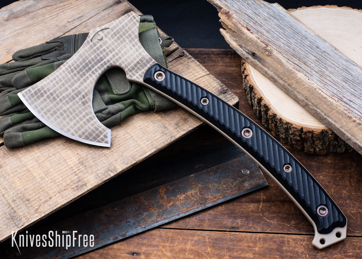 RMJ Tactical: Berserker - 80CrV2 Tomahawk - Black G-10 - Limited