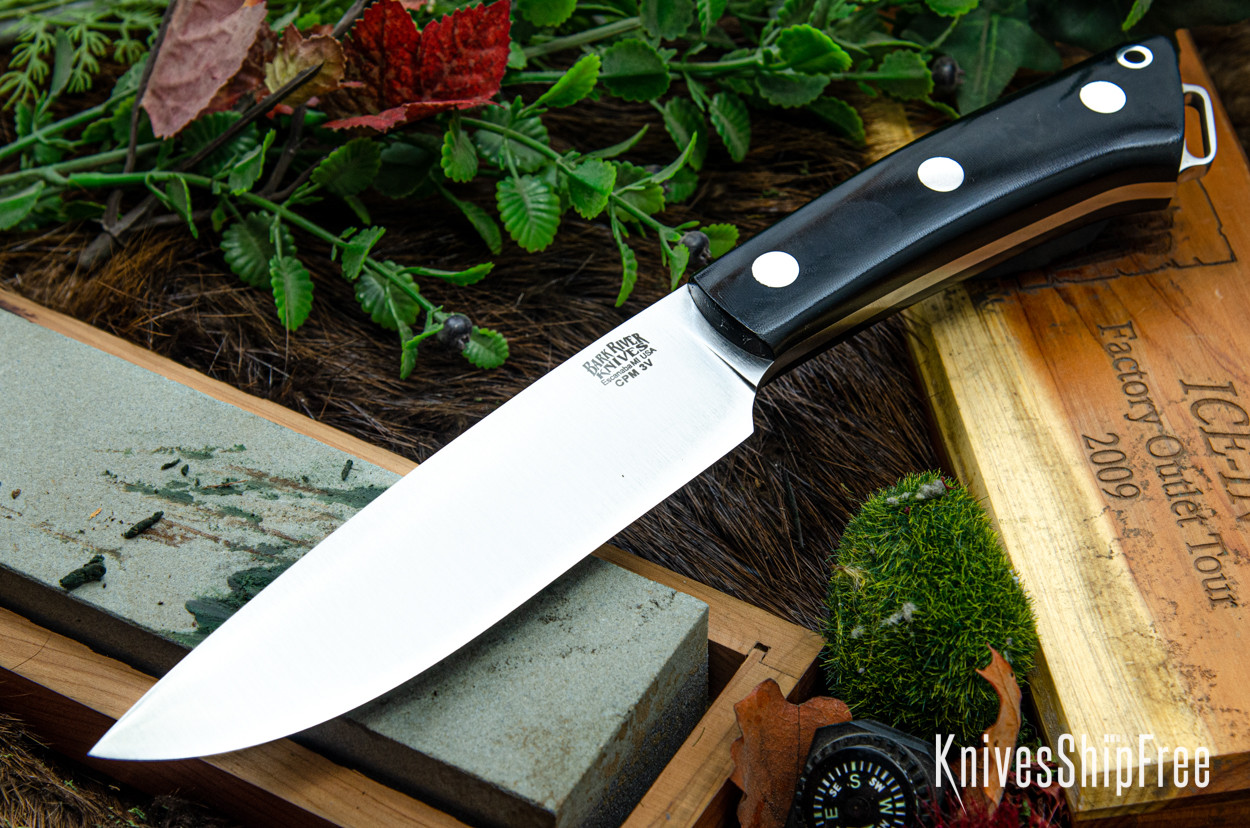 Bark River Knives: Fox River II LT - CPM 3V - Black Linen Micarta