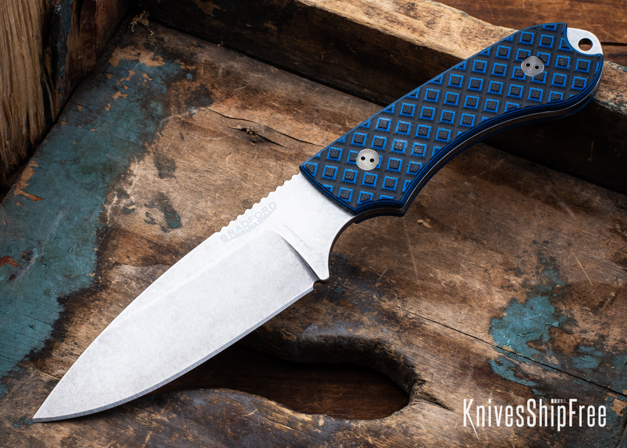Bradford Knives: Guardian 4.2 - Textured Black & Blue G-10 - CPM
