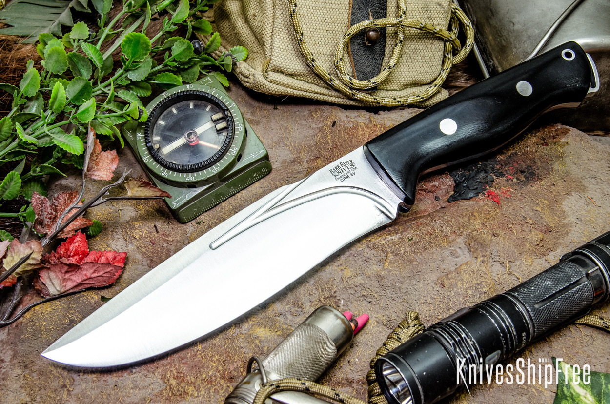 Barkさま Bark River Knives: Bravo Strike Force II - CPM 3V - Black Linen