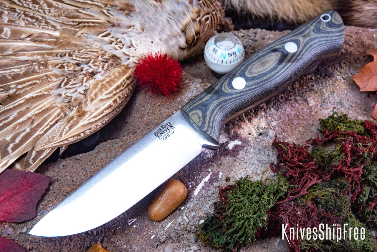 Bark River Knives: Bravo 1 LT - CPM 3V - Black & Green Linen 