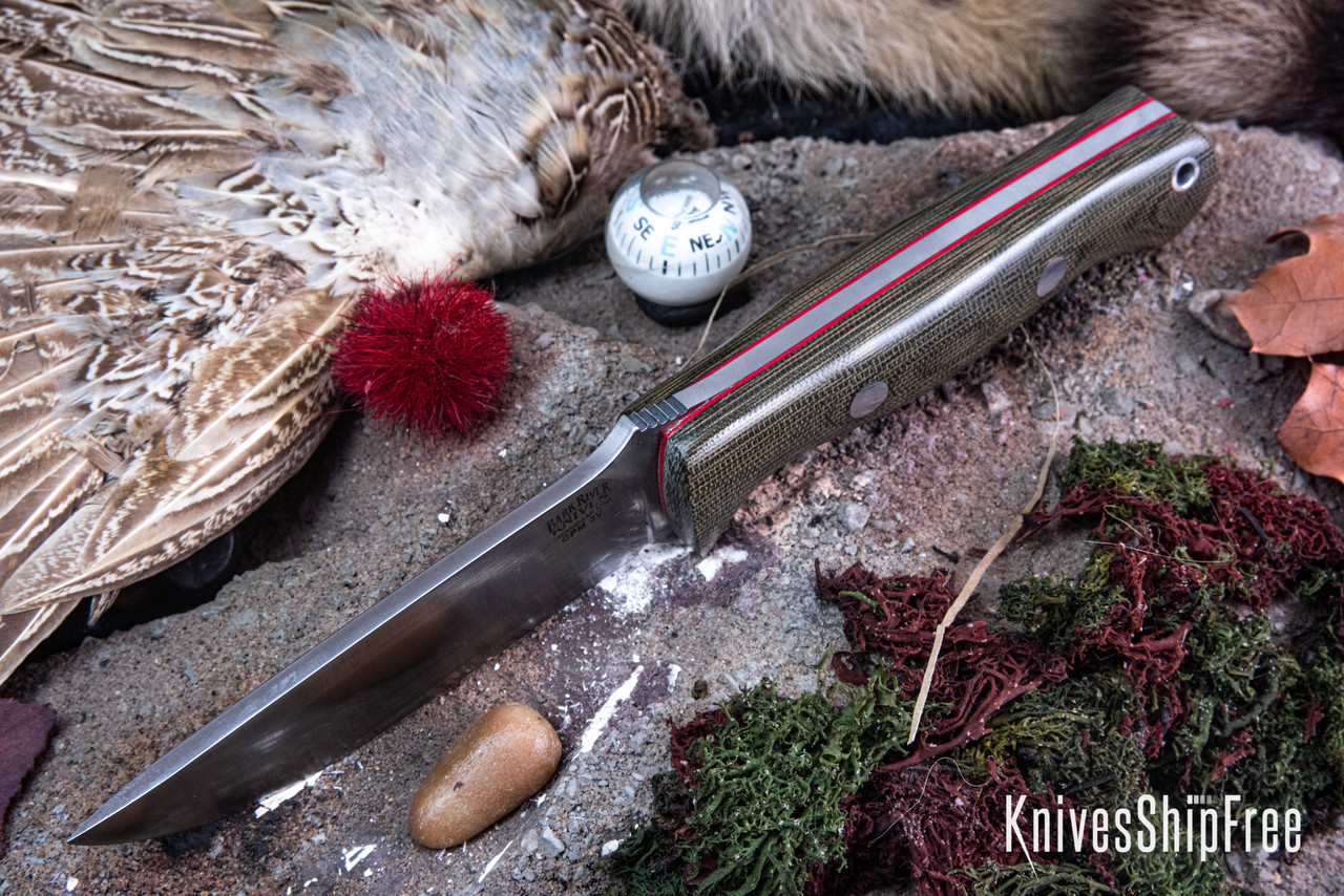 Bark River Knives: Bravo 1 LT - CPM 3V - Green Canvas Micarta