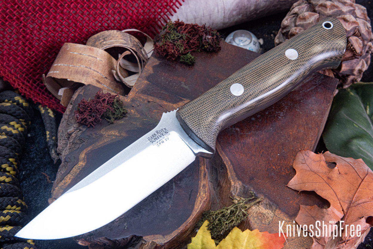 Bark River Knives: Bravo 1 - CPM 3V - Green Canvas Micarta Bark River Knives: Bravo 1 - CPM 3V - Green Canvas Micarta