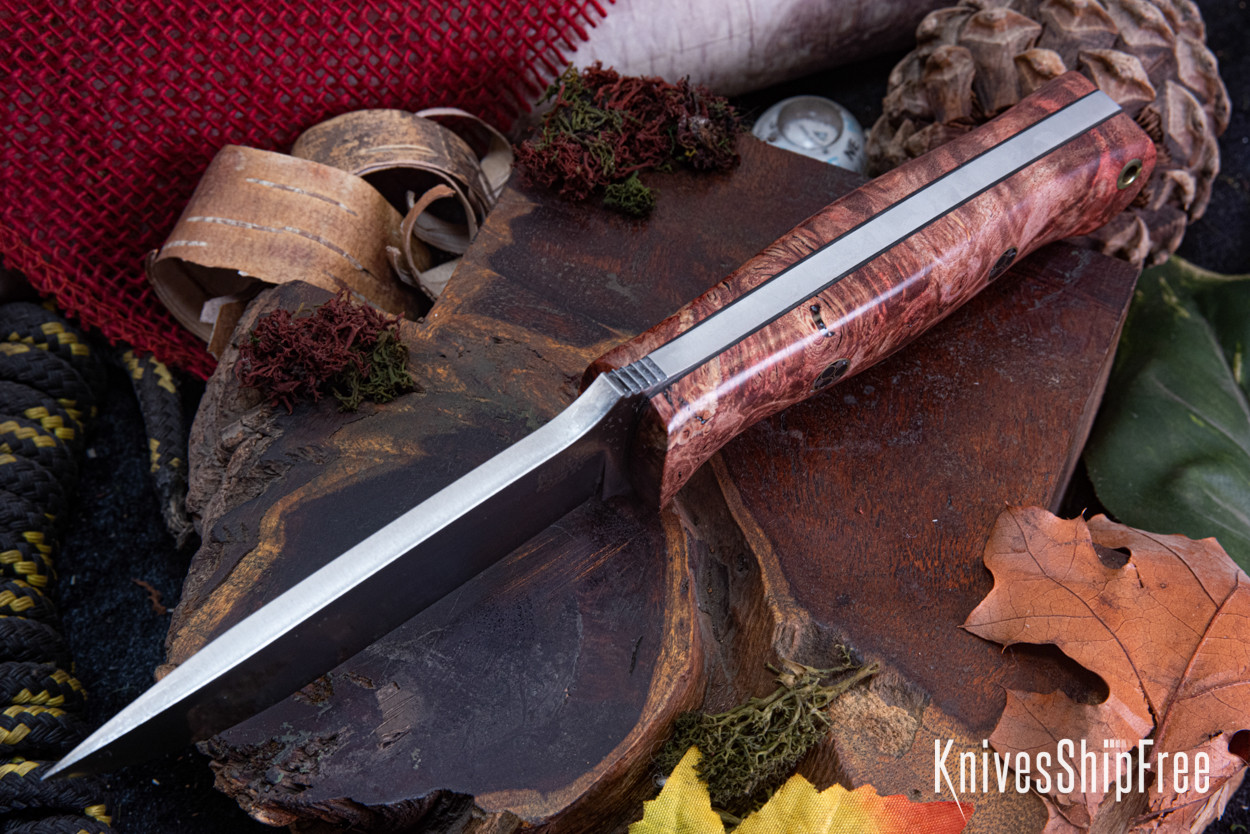 Bark River Knives: Bravo 1 - CPM 3V - Brick Red Maple Burl - Black