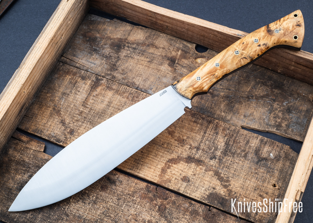 Lishen Knives: Beaver - Buckeye Burl - Mosaic Pins - Black Liners