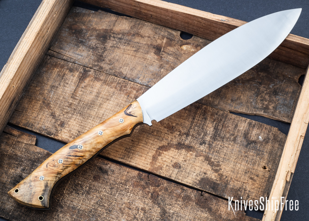 Lishen Knives: Beaver - Buckeye Burl - Mosaic Pins - Black Liners