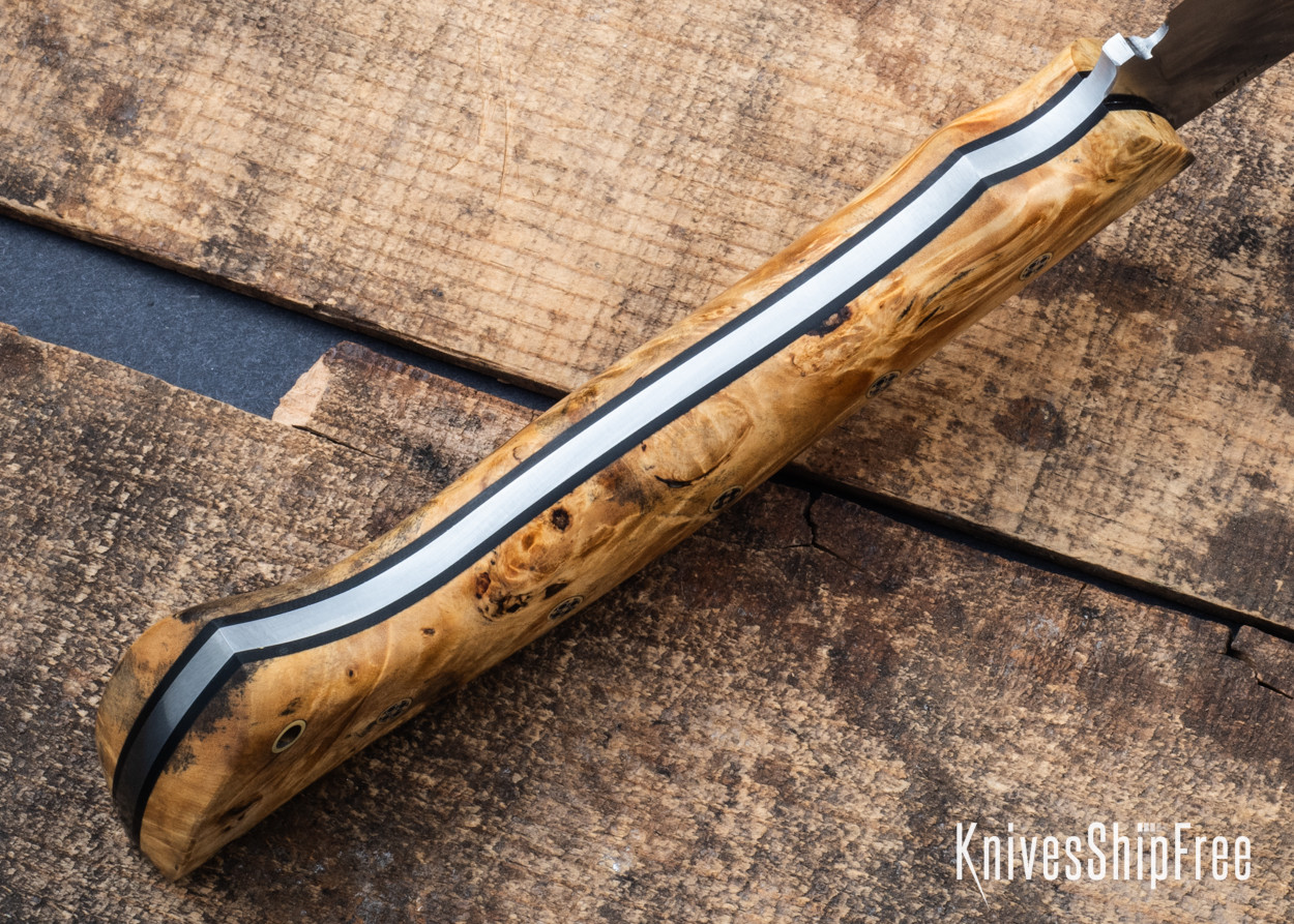 Lishen Knives: Beaver - Buckeye Burl - Mosaic Pins - Black Liners