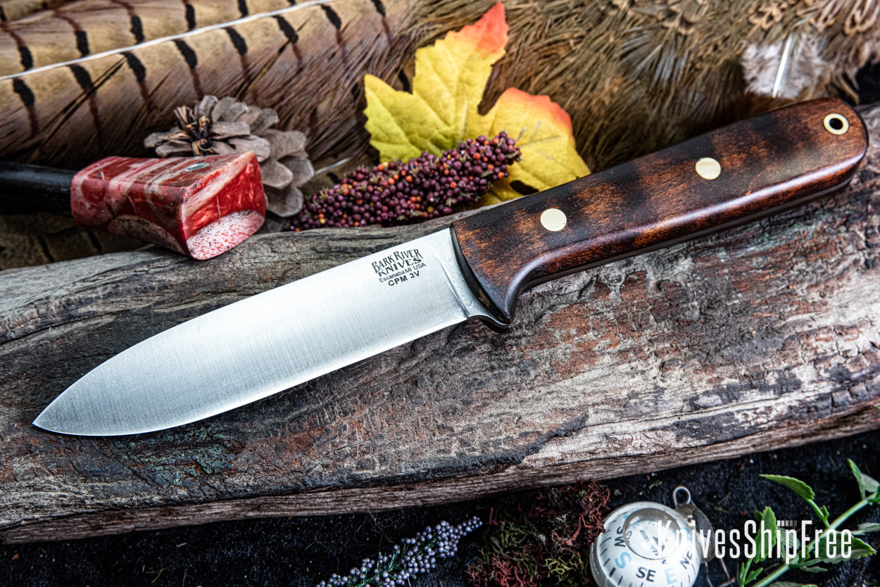 Bark River Knives: Kephart 4 - CPM 3V - Dark Curly Maple - Black