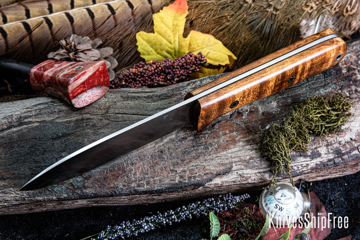 Bark River Knives: Kephart 4 - CPM 3V - Dark Curly Maple - Black