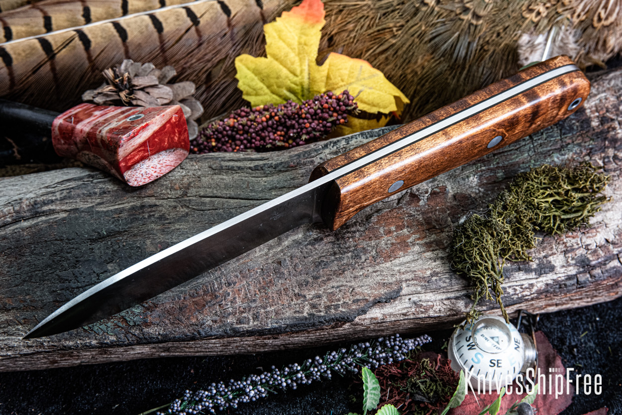 Bark River Knives: Kephart 4 - CPM 3V - Dark Curly Maple - Black