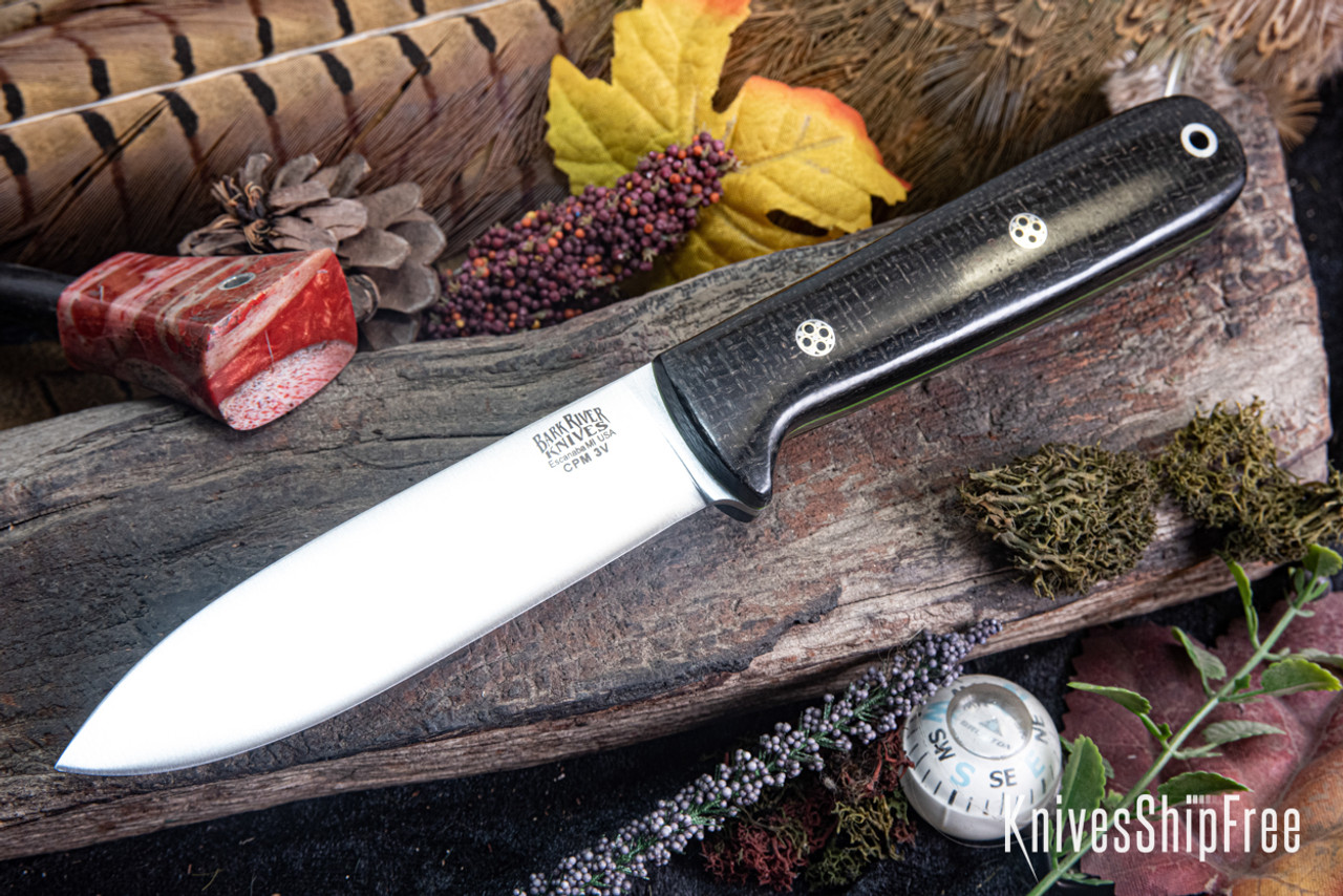 greenfrash ダークブラウン36 Bark River Knives: Kephart 4 - CPM 3V - Black Burlap Micarta