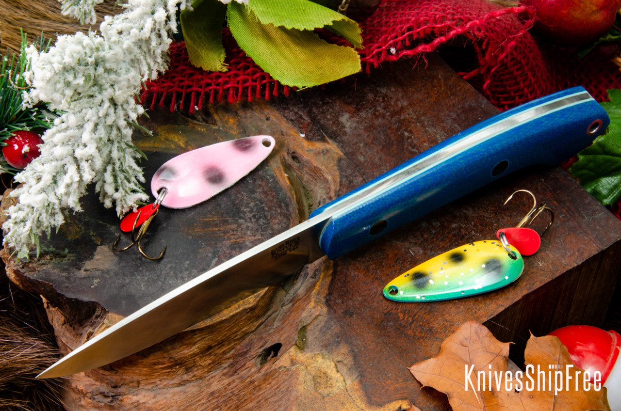 Bark River Knives: Bird & Trout - CPM 154 - Blue Canvas Micarta 