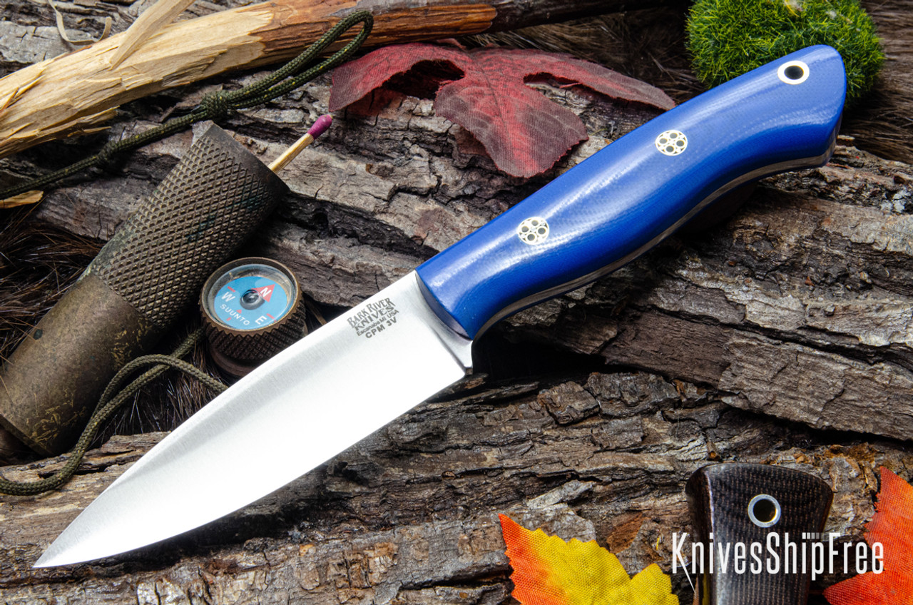 Bark River Knives: Mini Aurora - CPM-3V - Blue Glow G-10 - Mosaic 