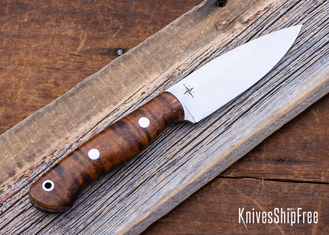 Bark River Knives: Mini Aurora - CPM-3V - Dark Curly Maple #1