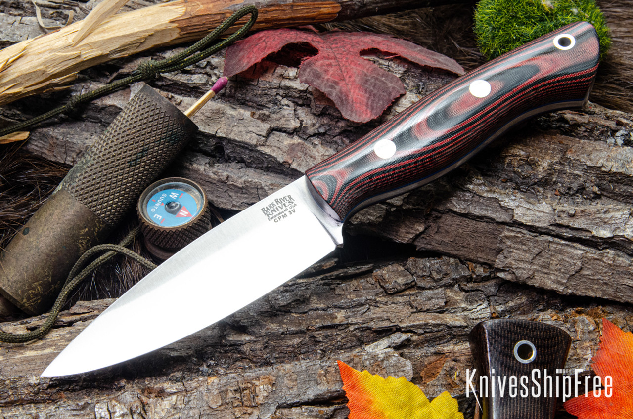 Bark River Knives: Mini Aurora - CPM-3V - Red & Black Linen 