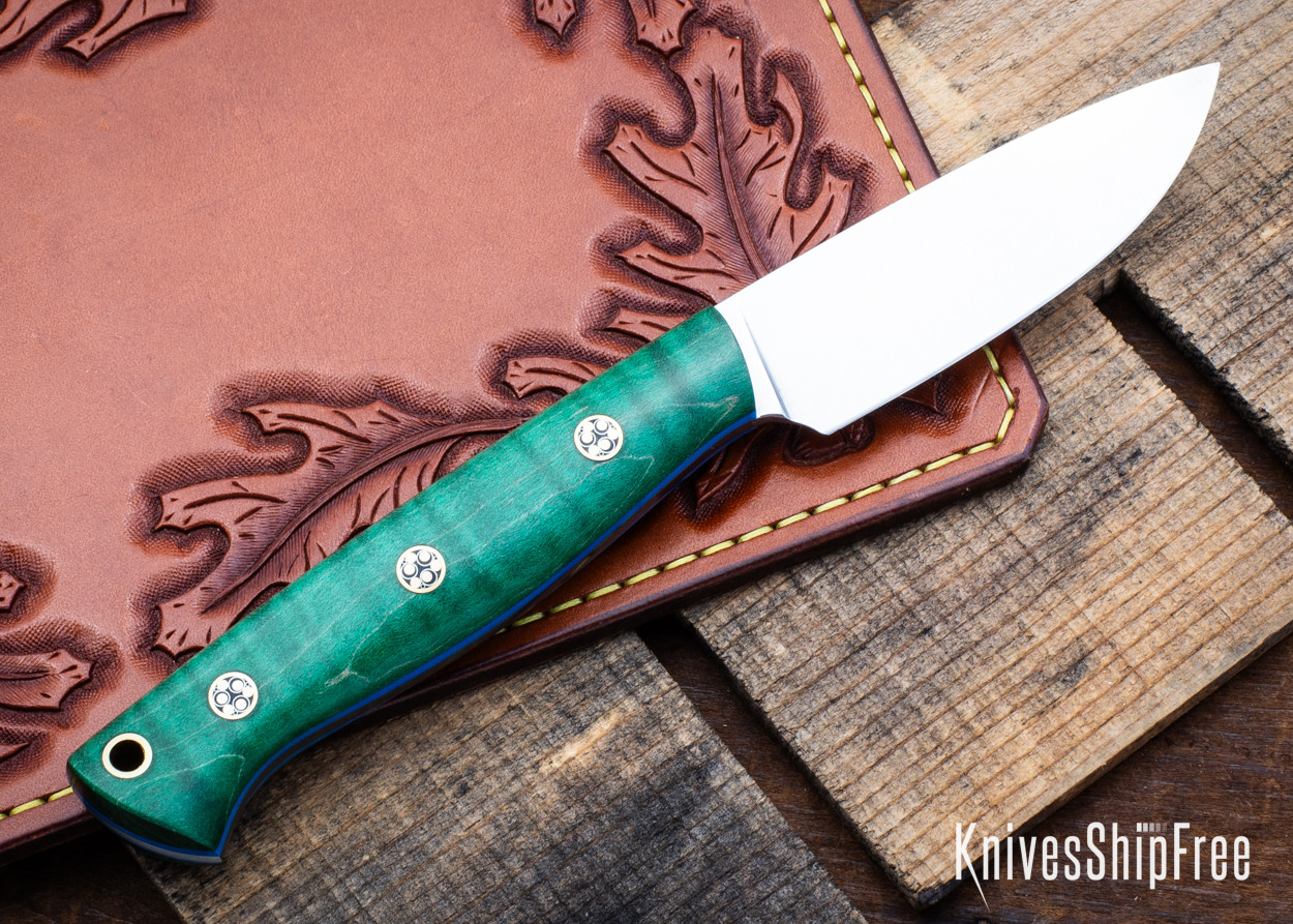 Liz Triangle『EIN』 Lishen Knives: Dakota EDC Mod - AEB-L - Green Curly Maple - Blue