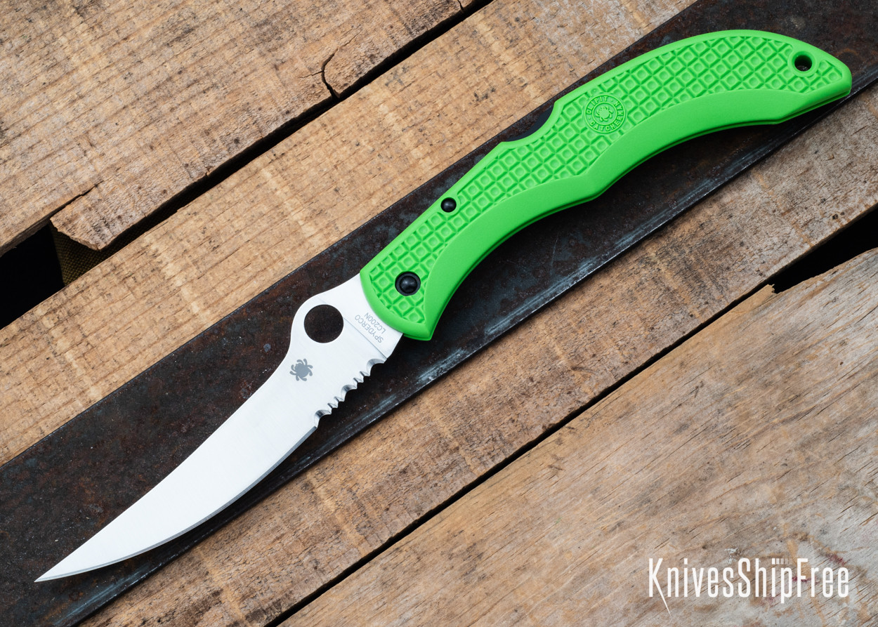 カホン　アップルグリーン　C Spyderco: Catcherman Salt Lightweight Lockback - Green FRN