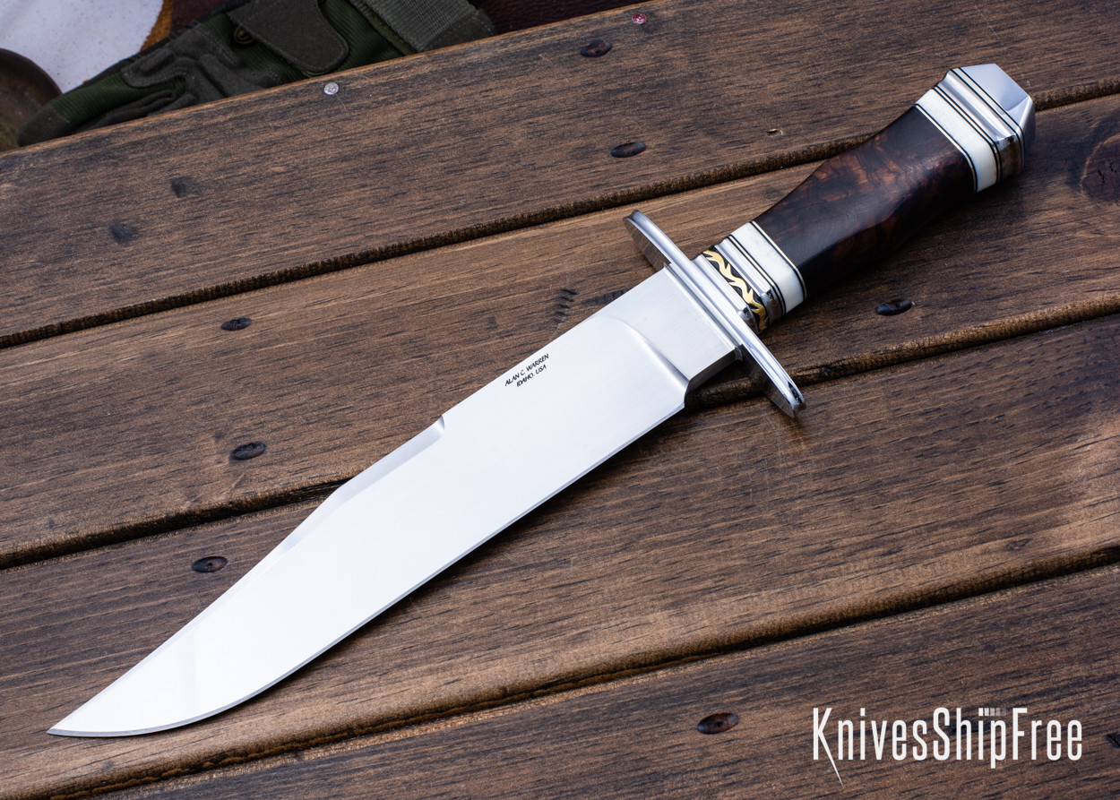 Alan Warren Custom Knives: #2562 Coffin Handle Bowie - Ironwood