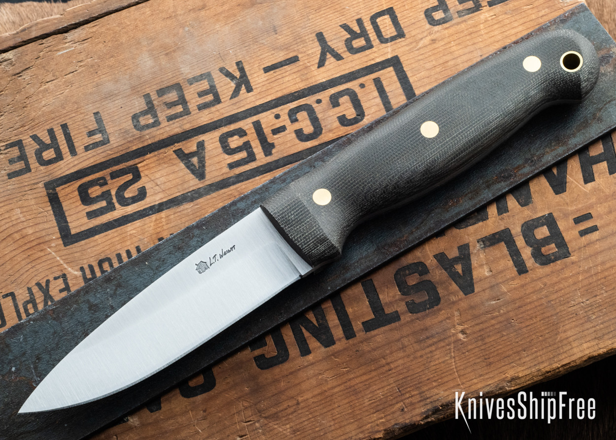 L.T. Wright Knives: GNS - Saber Grind - Green Canvas - Matte - AEB-L