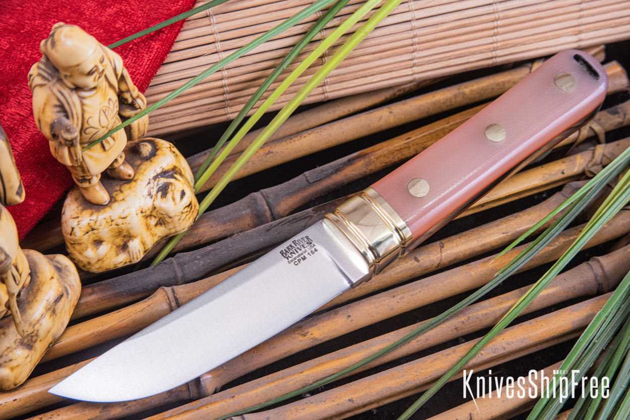 Bark River Knives: Kitsune Tanto - CPM 154 - Brass Bolster - Ghost