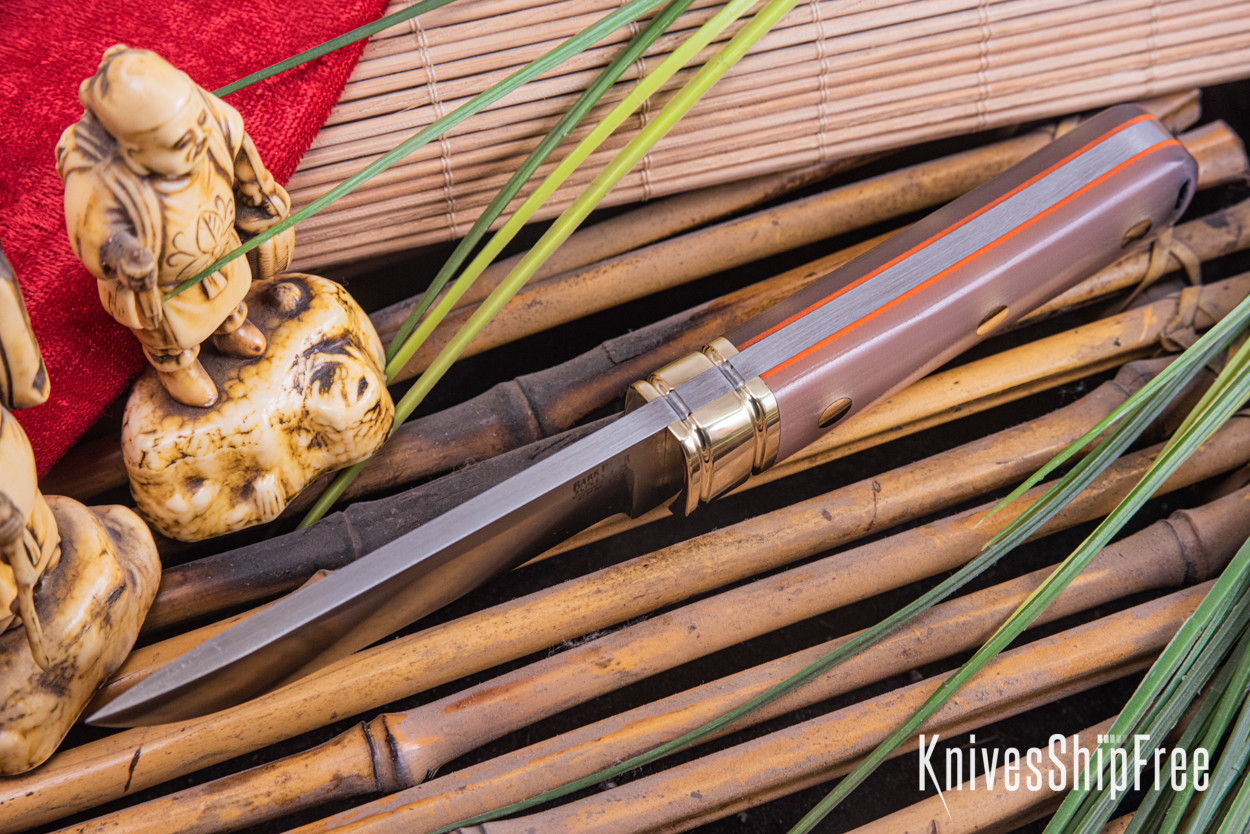Bark River Knives: Kitsune Tanto - CPM 154 - Brass Bolster - Ghost
