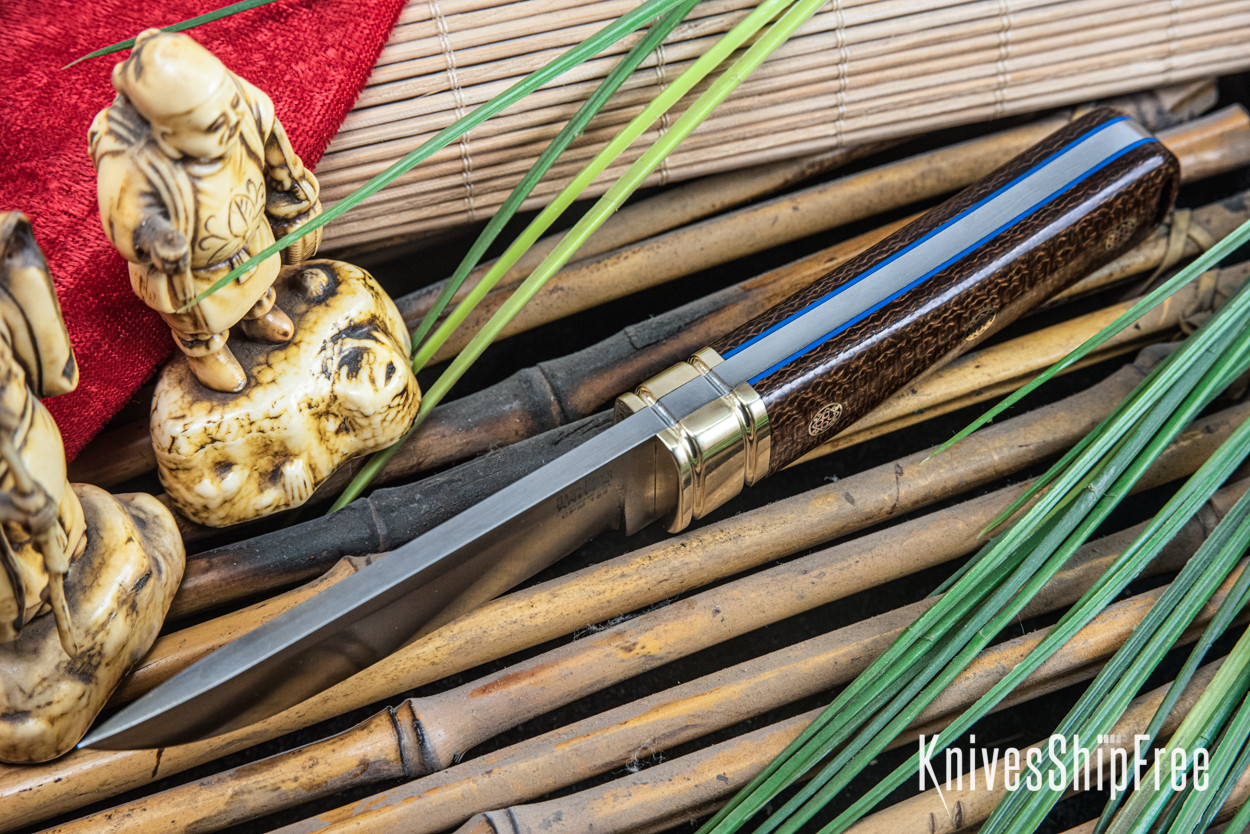 Bark River Knives: Kitsune Tanto - CPM 154 - Brass Bolster - Tan