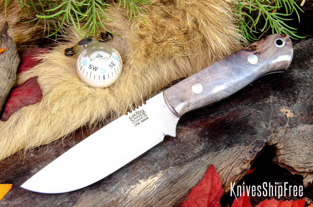 Bark River Knives: Bravo Necker 2 - CPM-S45VN - Blue & Gray Maple Burl