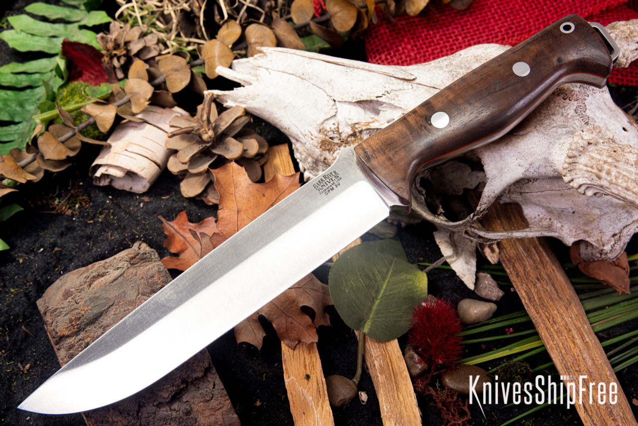 ブラボー2 Bark River Knives: Bravo 2 - CPM 3V - Walnut Burl - Orange